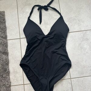 Black Halter One-Piece Swimsuit